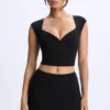 Top Cora in Modal con maniche ad aletta e ruches, colore nero