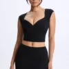 Top Cora in Modal con maniche ad aletta e ruches, colore nero