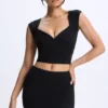 Top Cora in Modal con maniche ad aletta e ruches, colore nero