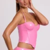 Top corto a corsetto con ferretti in vinile Cassandra, rosa Top corto a corsetto con ferretti in vinile Cassandra, rosa