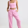 Top corto a corsetto in jersey spazzolato rosa bubblegum Top corto a corsetto in jersey spazzolato rosa bubblegum