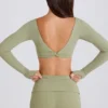 Top corto a maniche lunghe in color Matcha