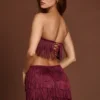 Gonna a vita media con frange Maristella in rosso vino Gonna a vita media con frange Maristella in rosso vino