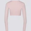Top corto avvolgente in jersey morbido, colore rosa balletto Top corto avvolgente in jersey morbido, colore rosa balletto
