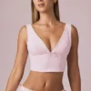 Top corto con fiocco Magda a righe color malva chiaro Top corto con fiocco Magda a righe color malva chiaro