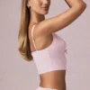 Top corto con fiocco Magda a righe color malva chiaro Top corto con fiocco Magda a righe color malva chiaro