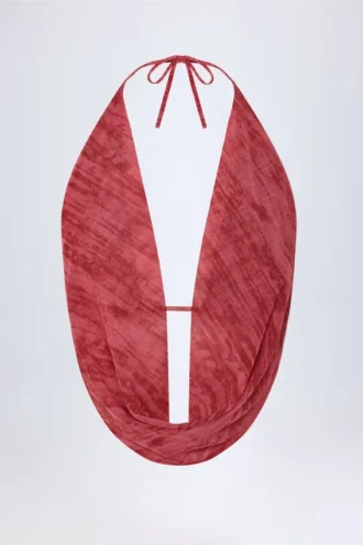 Top corto con scollo a cappuccio e schiena scoperta Fayola con stampa rossa