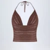 Top corto con scollo a V e collo all’americana Sol in bronzo Top corto con scollo a V e collo all’americana Sol in bronzo