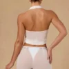 Top corto con scollo all’americana e lacci sul davanti Harbour in bianco