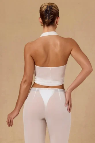 Top corto con scollo all’americana e lacci sul davanti Harbour in bianco