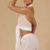 Top corto con scollo all’americana e lacci sul davanti Harbour in bianco