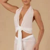 Top corto con scollo all’americana e lacci sul davanti Harbour in bianco