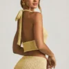 Top corto con scollo all’americana Gianna in bouclé giallo Top corto con scollo all’americana Gianna in bouclé giallo