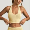 Top corto con scollo all’americana Gianna in bouclé giallo Top corto con scollo all’americana Gianna in bouclé giallo