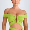 Top corto con spalline scoperte e cut-out Zene in verde lime Top corto con spalline scoperte e cut-out Zene in verde lime