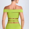 Top corto con spalline scoperte e cut-out Zene in verde lime Top corto con spalline scoperte e cut-out Zene in verde lime