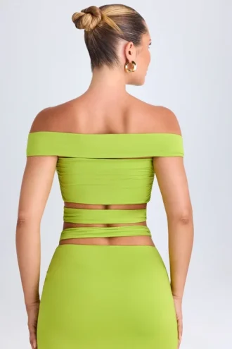 Top corto con spalline scoperte e cut-out Zene in verde lime