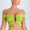 Top corto con spalline scoperte e cut-out Zene in verde lime Top corto con spalline scoperte e cut-out Zene in verde lime