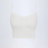 Top corto con volant in punto ruched Livia, bianco Top corto con volant in punto ruched Livia, bianco