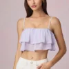 Top corto con volant Lacie in lilla Top corto con volant Lacie in lilla