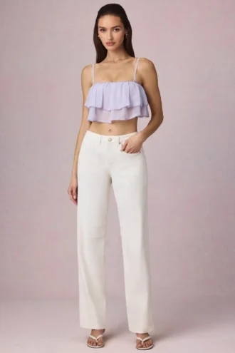Jeans Bobbi a vita media e gamba a barilotto in lavaggio ecru