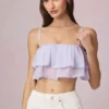 Top corto con volant Lacie in lilla Top corto con volant Lacie in lilla