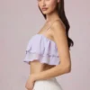 Top corto con volant Lacie in lilla Top corto con volant Lacie in lilla