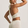 Top corto Gianna Bouclé con scollo all’americana in bianco Top corto Gianna Bouclé con scollo all’americana in bianco