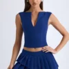 Top corto Kadie con apertura frontale in True Navy Top corto Kadie con apertura frontale in True Navy