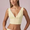 Top corto Magda con fiocco a righe giallo limone Top corto Magda con fiocco a righe giallo limone