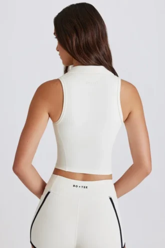 Top corto polo Soft Active in avorio