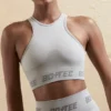Top corto senza cuciture con dorso a vogatore in argento Top corto senza cuciture con dorso a vogatore in argento