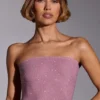 Top corto senza spalline decorato Odetta in rosa chiaro