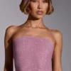 Top corto senza spalline decorato Odetta in rosa chiaro