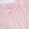 Top corto senza spalline in popeline di cotone con lacci sul davanti Alma a righe rosa e bianche Top corto senza spalline in popeline di cotone con lacci sul davanti Alma a righe rosa e bianche