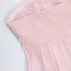 Top corto senza spalline in popeline di cotone con lacci sul davanti Alma a righe rosa e bianche Top corto senza spalline in popeline di cotone con lacci sul davanti Alma a righe rosa e bianche