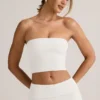Top corto senza spalline Verna in modal bianco Top corto senza spalline Verna in modal bianco