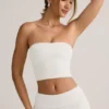 Top corto senza spalline Verna in modal bianco Top corto senza spalline Verna in modal bianco