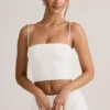 Top corto senza spalline Verna in modal bianco Top corto senza spalline Verna in modal bianco