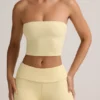Top corto senza spalline Verna in modal, colore giallo crema Top corto senza spalline Verna in modal, colore giallo crema