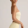 Top corto senza spalline Verna in modal, colore giallo crema Top corto senza spalline Verna in modal, colore giallo crema