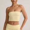 Top corto senza spalline Verna in modal, colore giallo crema Top corto senza spalline Verna in modal, colore giallo crema