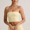 Top corto senza spalline Verna in modal, colore giallo crema Top corto senza spalline Verna in modal, colore giallo crema