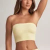 Top corto senza spalline Verna in modal, colore Lemon Sherbet Top corto senza spalline Verna in modal, colore Lemon Sherbet