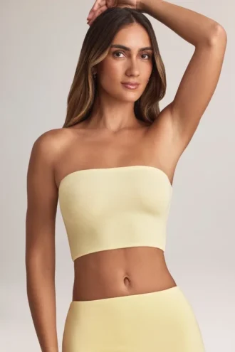 Top corto senza spalline Verna in modal, colore Lemon Sherbet