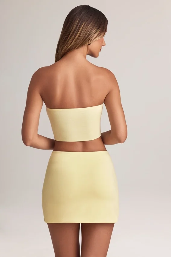 Mini gonna a trapezio a vita media Zuri in Modal, colore Lemon Sherbet Mini gonna a trapezio a vita media Zuri in Modal, colore Lemon Sherbet