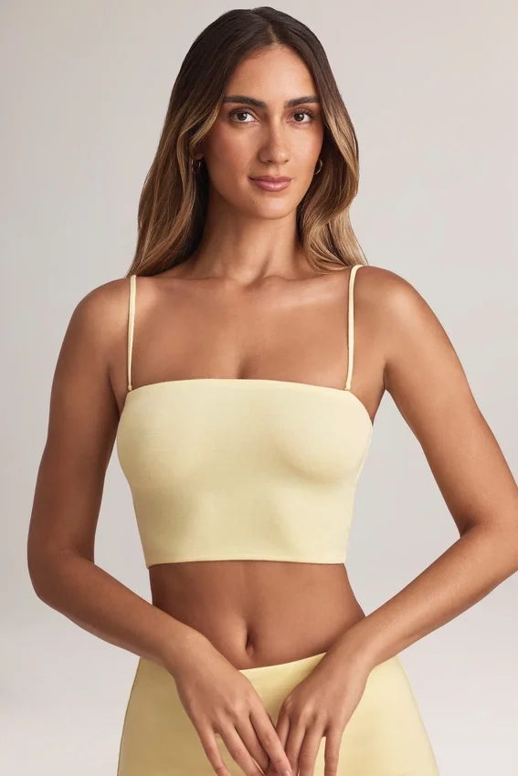 Top corto senza spalline Verna in modal, colore Lemon Sherbet Top corto senza spalline Verna in modal, colore Lemon Sherbet