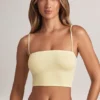 Top corto senza spalline Verna in modal, colore Lemon Sherbet Top corto senza spalline Verna in modal, colore Lemon Sherbet