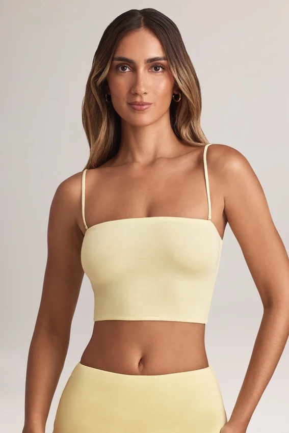 Top corto senza spalline Verna in modal, colore Lemon Sherbet Top corto senza spalline Verna in modal, colore Lemon Sherbet