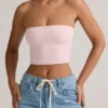 Top corto senza spalline Verna in modal rosa confetto Top corto senza spalline Verna in modal rosa confetto